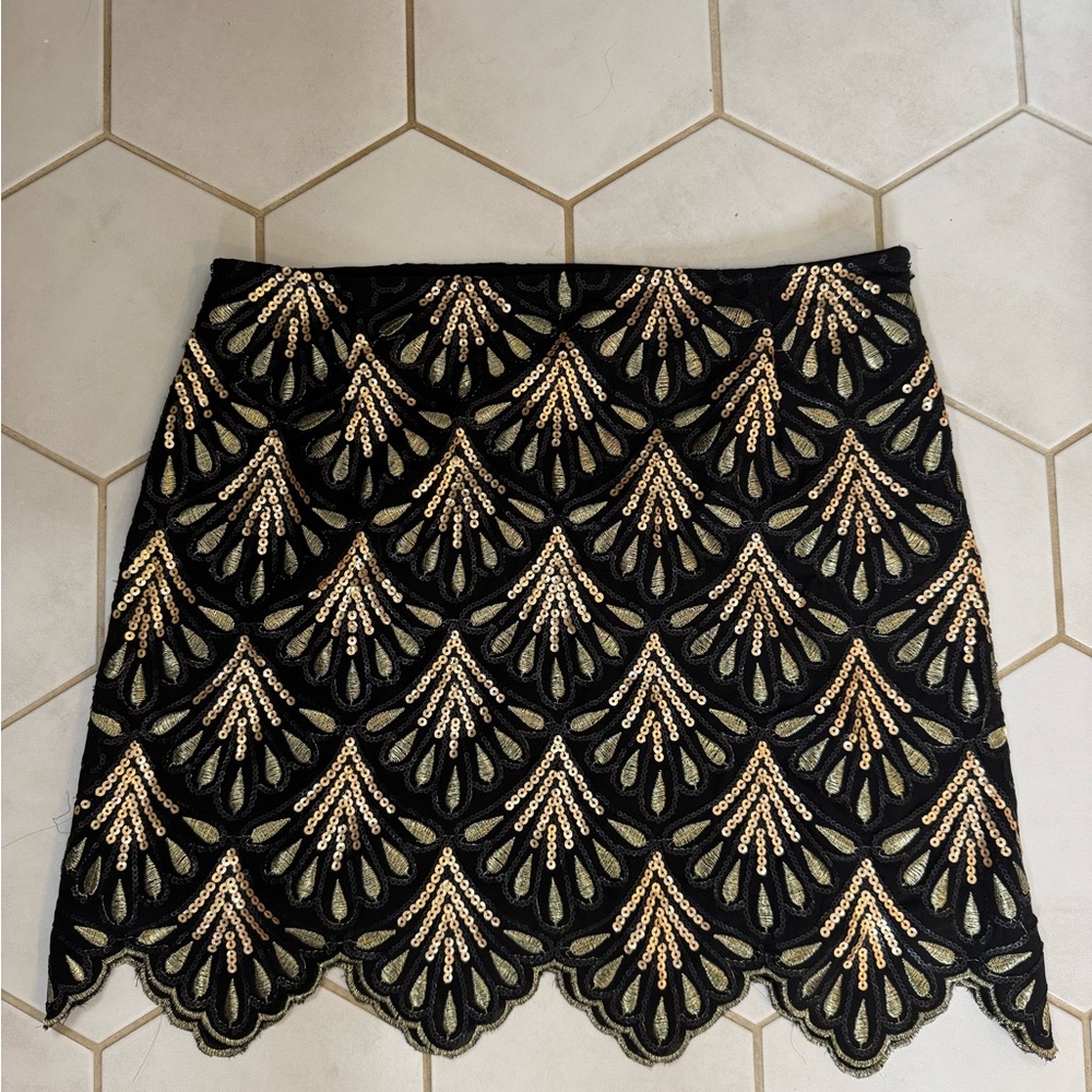 Boutique Mini Gold Sequin Scalloped Skirt NYE Holidays
